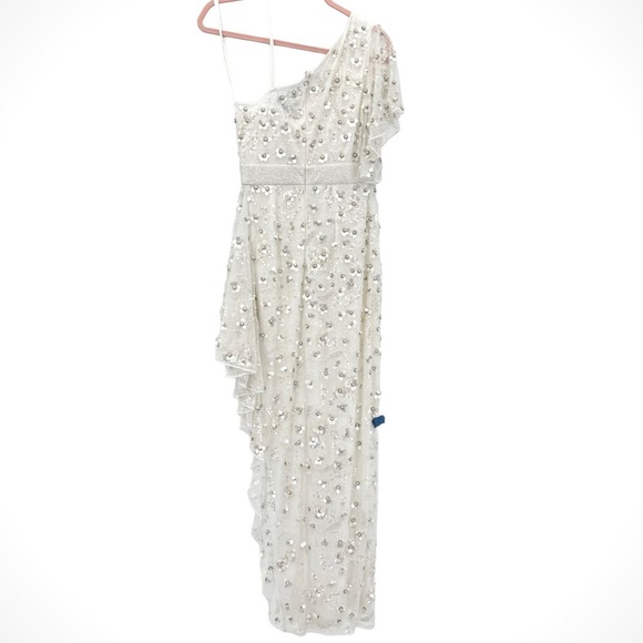 Mac Duggal White One Shoulder Flower Embellished Ruffle Gown NWT $598 Size 2 - Picture 11 of 16